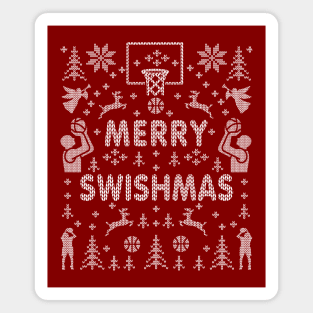 Merry Swishmas Basketball Ugly Sweater Party Christmas Basketball Player Fan Magnet